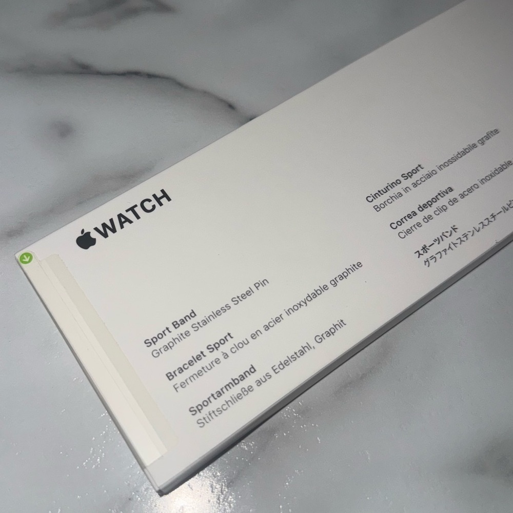 New, unopened Apple Watch Sport Band - Graphite Stainless Steel Pin 42mm M/L - Picture 3 of 4